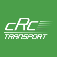 شعار نصي أبيض يحمل الأحرف CRC و TRANSPORT على خلفية خضراء.