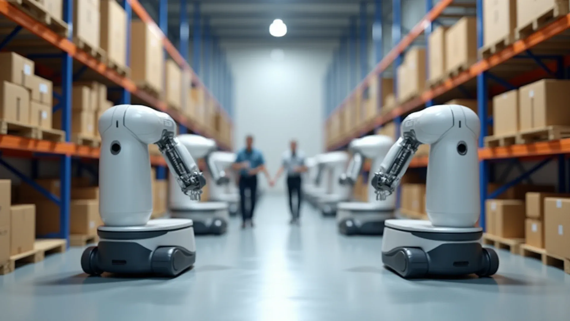 Robot-centric warehouse automation with autonomous robots in a fulfillment aisle